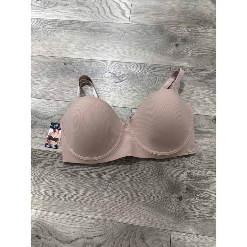 Nautica Intimates Everyday Bra Soft Taupe Ribbed Underwire‎ 40DD